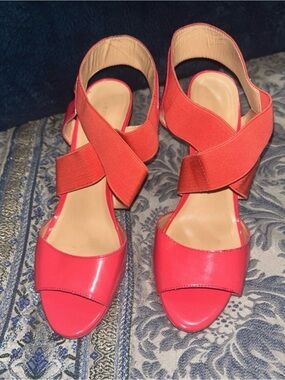 Liz Claiborne Red Patent Cross-Strap Heels